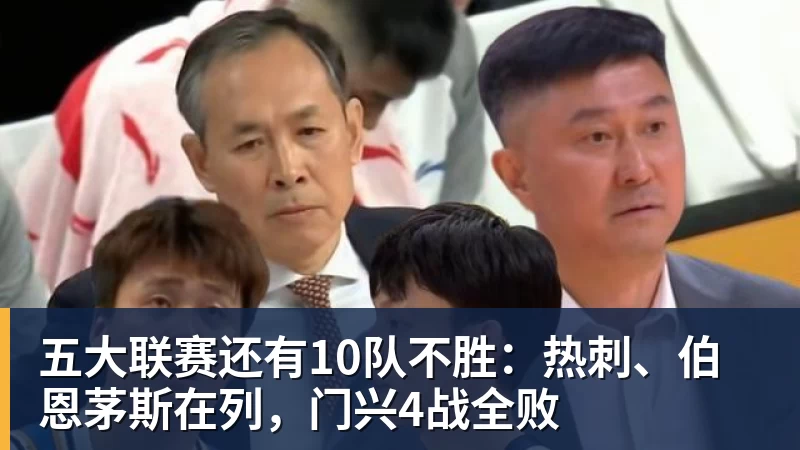 五大联赛还有10队不胜：热刺、伯恩茅斯在列，门兴4战全败